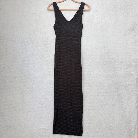 Zara Dresses & Skirts - Zara Dress Womens Small Gray Textured Knit Sleeveless V Neck Maxi New Tags